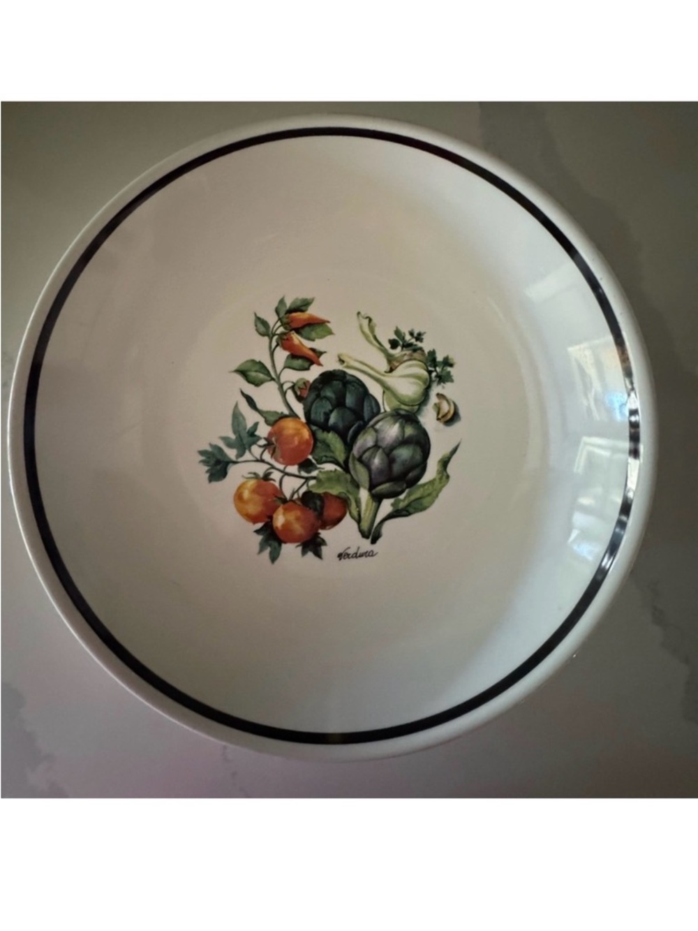Over and Back Inc Verdura Large Serving Bowl 13” Made in Italy Vegetable Motif